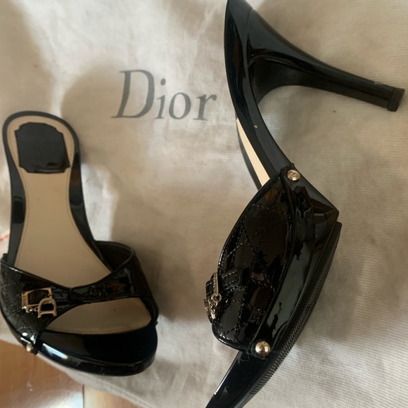 Dior Shoes - Christian Dior leather, black heeled sandal